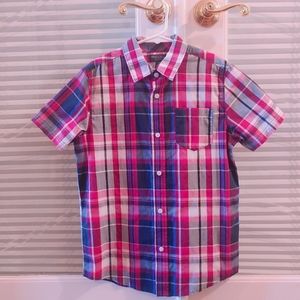 Boy's Plaid Red and Navy Shirt